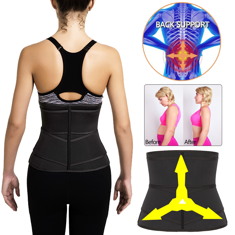 Women Waist Trainer Corset Sauna Sweat Faja Sport Girdle Slimming Shaper Abdominal Trimmer Belt Straps Modeling Black Plus Size 200922