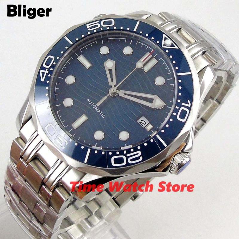 41mm Bliger MIYOTA Luxury mechanical wrist watch men waterproof Blue sterile dial bracelet sapphire Ceramic Bezel B223, Standard
41mm Bliger MIYOTA Luxury mechanical wrist watch men waterproof Blue sterile dial bracelet sapphire Ceramic Bezel B223, Standard