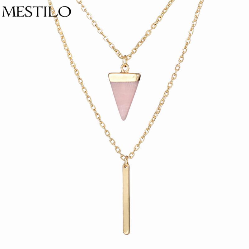 MESTILO Summer Bohemia Sexy Choker Necklaces Two Layer Gold Chain Triangle Black Pink Stone Metal Bar Pendant Necklace For Women
MESTILO Summer Bohemia Sexy Choker Necklaces Two Layer Gold Chain Triangle Black Pink Stone Metal Bar Pendant Necklace For Women