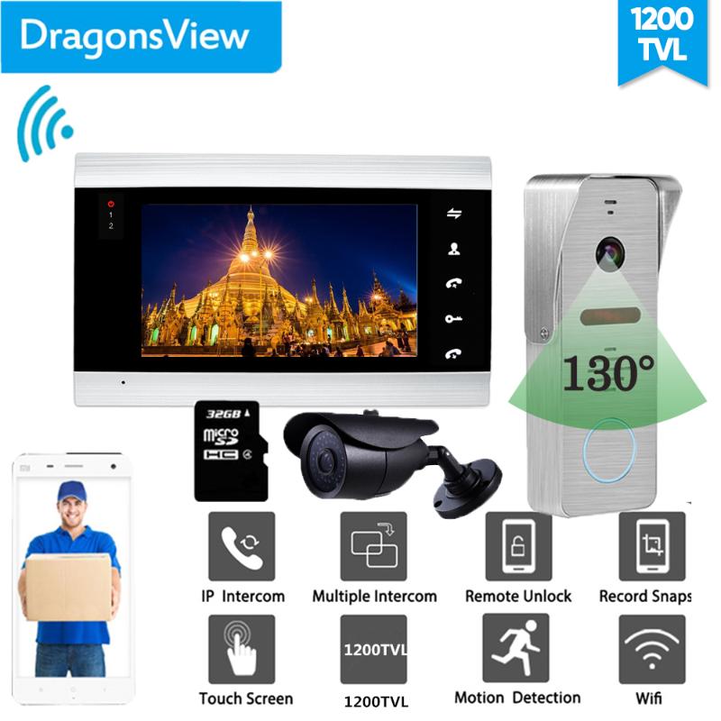 

Dragonsview 7 Inch Wireless Video Door Phone Wifi Video Doorbell with Camera Wide Angle Motion Detection 1200TVL Rainproof