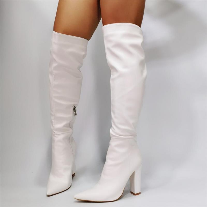 Drop Shipping Woman Fashion White Color Over The Knee Boots Pointed Toe Chunky Heels Thigh High Long Leather Boots Plus Size 45, As picture
Drop Shipping Woman Fashion White Color Over The Knee Boots Pointed Toe Chunky Heels Thigh High Long Leather Boots Plus Size 45, As picture