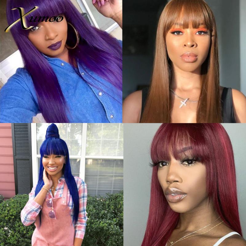 XUMOO Straight Human Hair Wigs Purple Wine Red Brwon Blue Remy Hair Colored Human Wigs With Bangs None Lace For Women, As pic
XUMOO Straight Human Hair Wigs Purple Wine Red Brwon Blue Remy Hair Colored Human Wigs With Bangs None Lace For Women, As pic