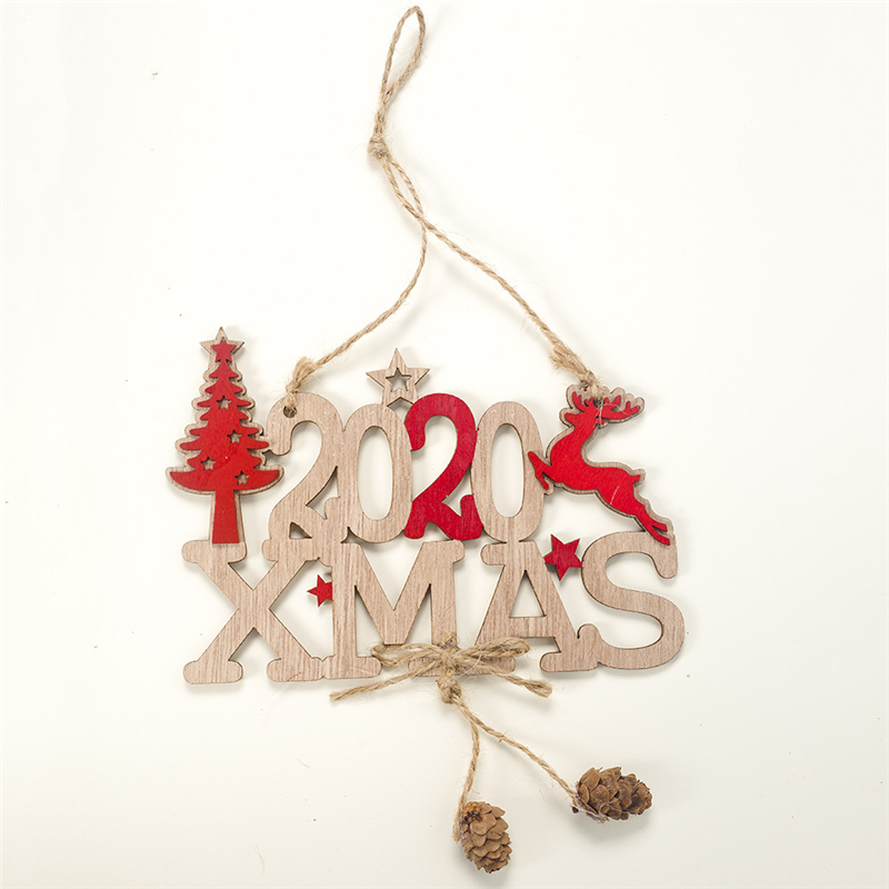 2020 New Year Xmas Tree Ornament Wood Hanging Christmas Decorations for Home Christmas Elk Pendants Noel Kids Gift Navidad Decor