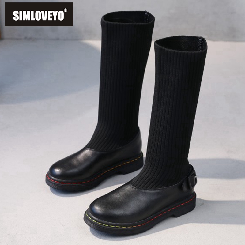 SIMLOVEYO Autumn Winter Knee-high boots Genuine Leather Round toe Chunky heels Silp-on Buckle Big size 33-43 Black Daily B2104
SIMLOVEYO Autumn Winter Knee-high boots Genuine Leather Round toe Chunky heels Silp-on Buckle Big size 33-43 Black Daily B2104
