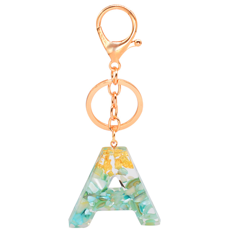 Popular Handmade Gold Plated Letters Alphabet Keychain Resin Initial Key Chain for Gift