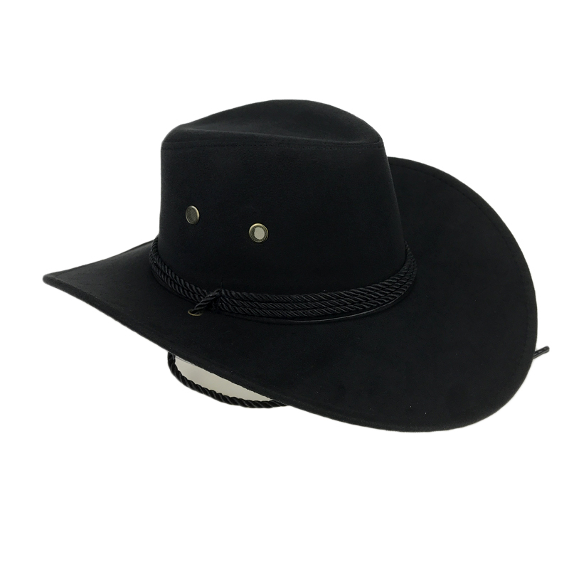 Western American Mens Cowboy Hats Wide Brim Travel Sun Hat Cowboy Cowgirl Faux Suede Triple Strings Chapeau Homme Cowboy YY18015 T