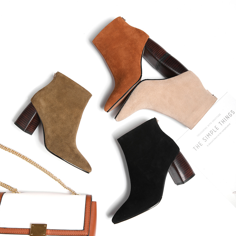 2020 Autumn New Hot Cow Suede Women Ankle Boots 22-24.5cm Casual Pointed Toe 7CM High Heel Bootie Woman 4 Colors All Season, Black
2020 Autumn New Hot Cow Suede Women Ankle Boots 22-24.5cm Casual Pointed Toe 7CM High Heel Bootie Woman 4 Colors All Season, Black