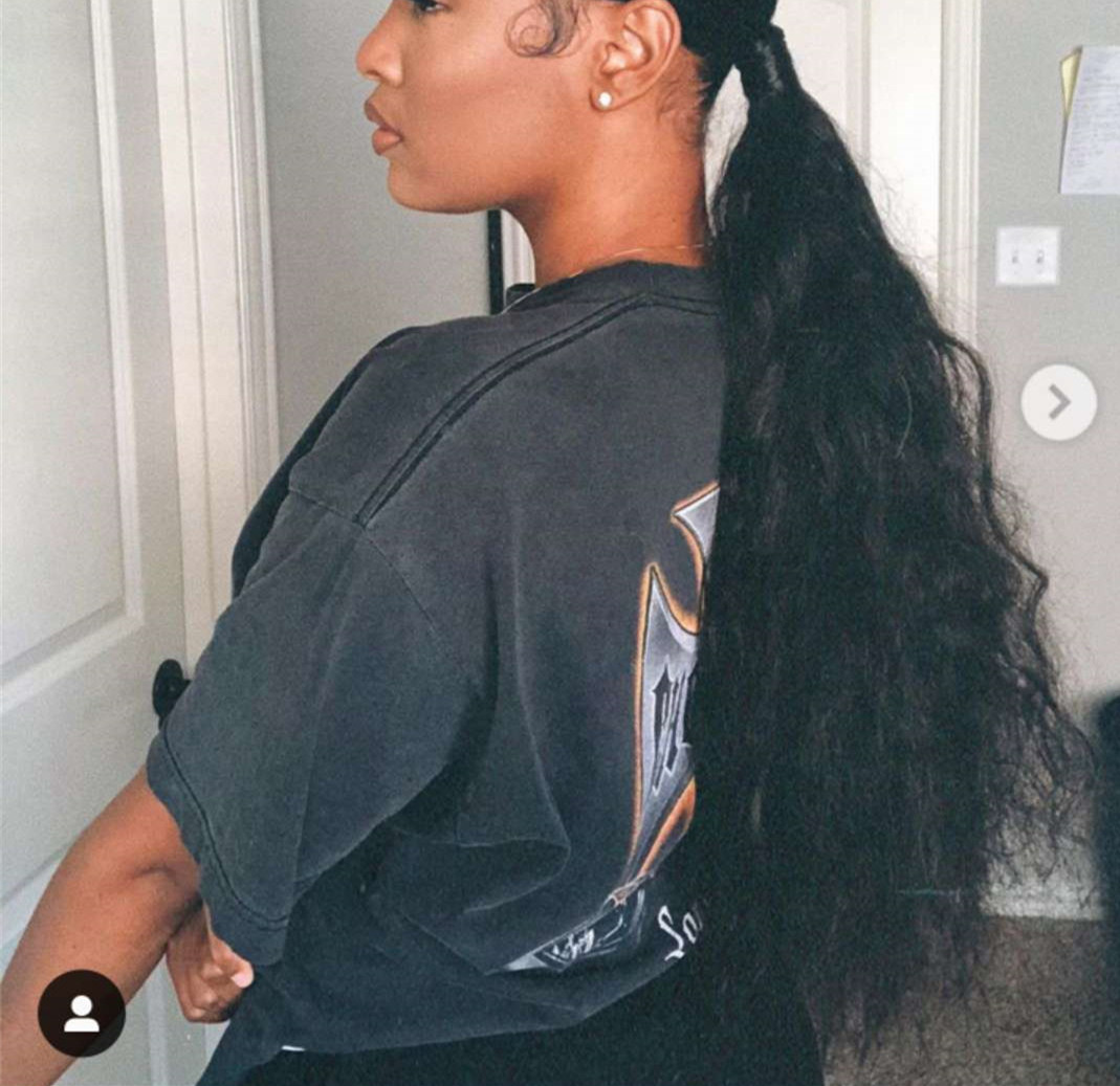 Malaysian hair Wet and wavy ponytail black with string for black women 140g wraps around pony tail hairpiece loose wavy ponytail human hair