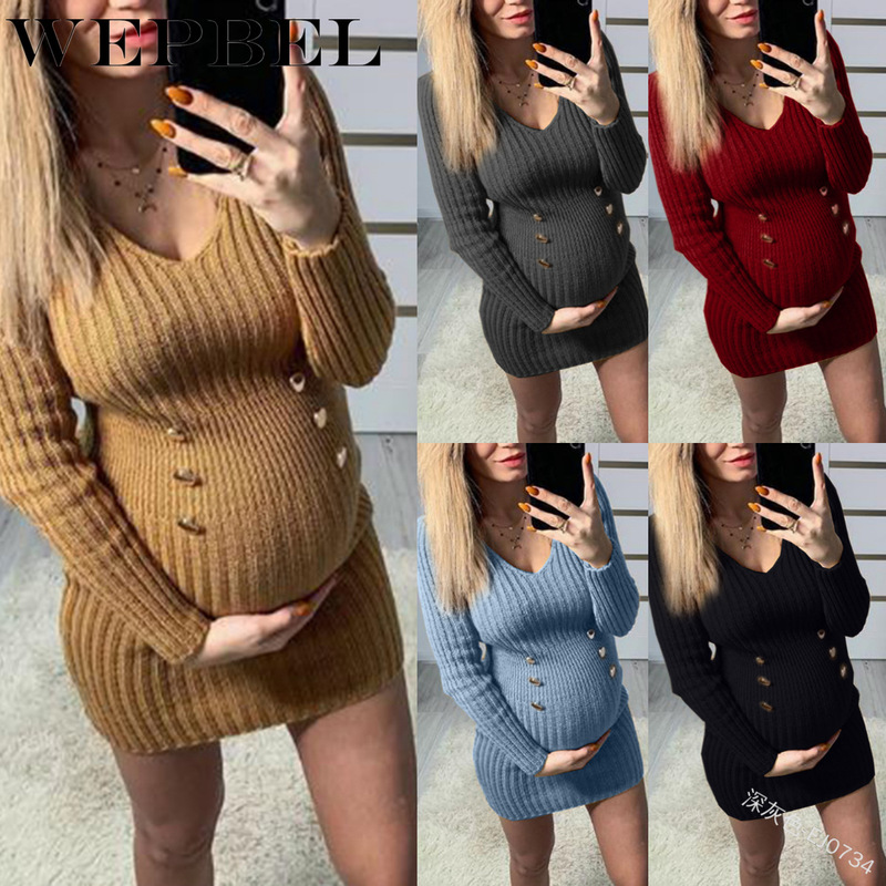 WEPBEL Women Maternity Pregnancy Sweater Dress Ladies Long Sleeve V Neck Slim Fit Button Sweater Bodycon Dress, Yellow
WEPBEL Women Maternity Pregnancy Sweater Dress Ladies Long Sleeve V Neck Slim Fit Button Sweater Bodycon Dress, Yellow