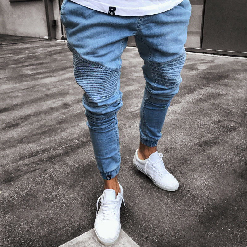 2020 Men' Stretchy Ripped Skinny Biker Jeans Destroyed Slim Fit Denim Pants Mens Elastic Waist Harem Pants Men Jogger Clothes, Blue
2020 Men' Stretchy Ripped Skinny Biker Jeans Destroyed Slim Fit Denim Pants Mens Elastic Waist Harem Pants Men Jogger Clothes, Blue