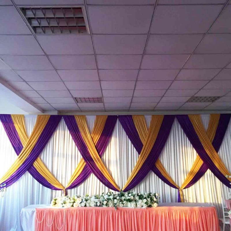 Hot Sale White Wedding Backdrop Gold Purple Mixed Swag Drapes For 3mx6m Curtain Wedding Event Party Decoration
Hot Sale White Wedding Backdrop Gold Purple Mixed Swag Drapes For 3mx6m Curtain Wedding Event Party Decoration