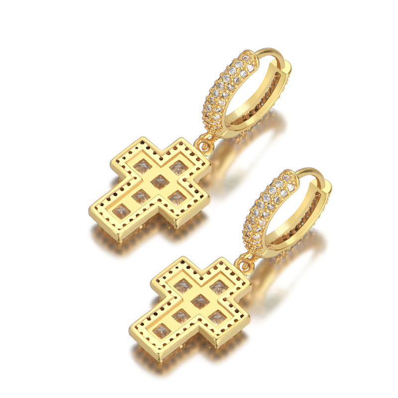 Hotsale Earrings Hip Hop Gold Silver Ice Out Bling CZ Earrings for Men Women Nice Gift