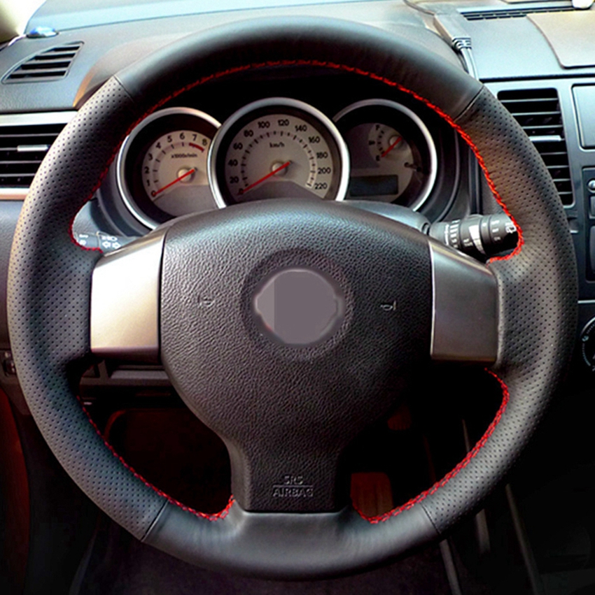 DIY Hand-stitched Black Artificial Leather Car Steering Wheel Covers for Nissan Tiida 2004-2010 Sylphy 2006-2011 Versa 2007-2011
DIY Hand-stitched Black Artificial Leather Car Steering Wheel Covers for Nissan Tiida 2004-2010 Sylphy 2006-2011 Versa 2007-2011