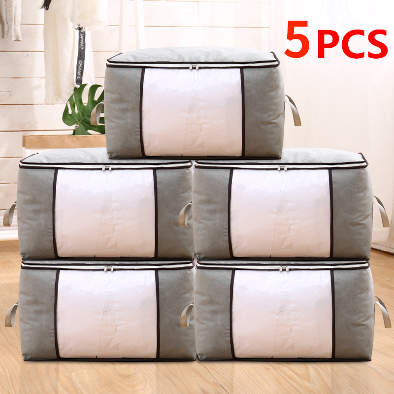 5 PCS Cloest Organizer Bags Large Capacity Non-Woven Fabric Storage Bags For Clothes Quilt Blanket Home Finishing Storage
5 PCS Cloest Organizer Bags Large Capacity Non-Woven Fabric Storage Bags For Clothes Quilt Blanket Home Finishing Storage