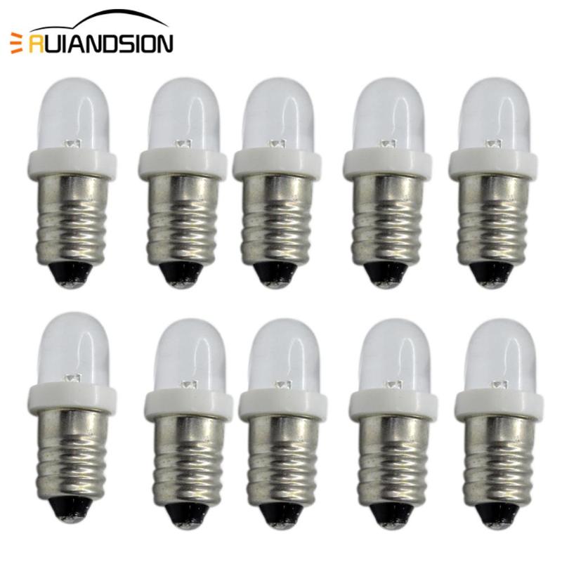

10X E10 led bulb lights 0.1W Dc 3V 6V 12V Indicator white Car Interior Light Auto instrument torch moto bulbs lamp, As pic