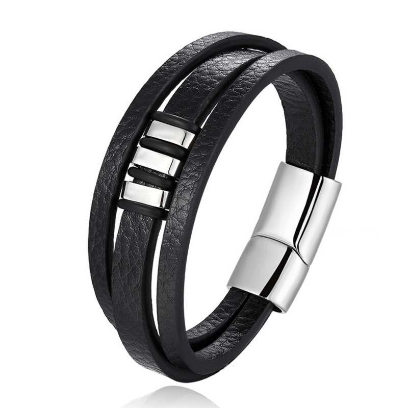 Classic Multi-storey Men Leather Bracelet Temperament 3 Colors Titanium Steel Bracelet For Men Jewelry Gift 2020
Classic Multi-storey Men Leather Bracelet Temperament 3 Colors Titanium Steel Bracelet For Men Jewelry Gift 2020