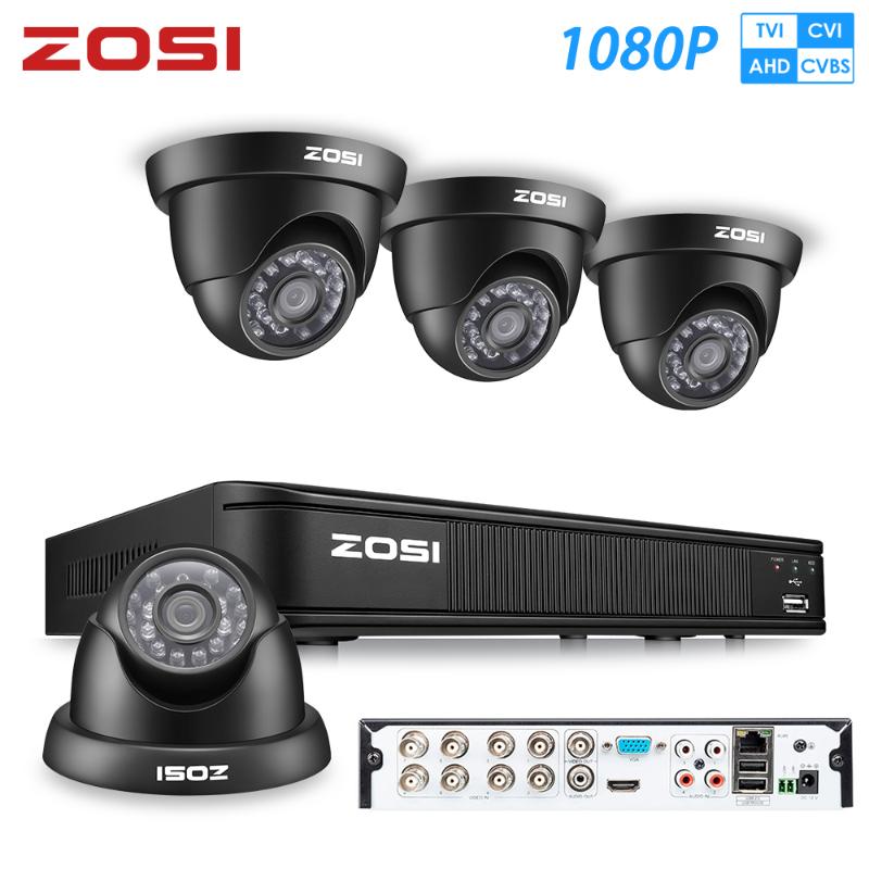 

Systems ZOSI 1080P AHD CCTV System 8CH Network TVI DVR 4PCS 1280TVL IR Weatherproof Home Security Camera Surveillance Kit