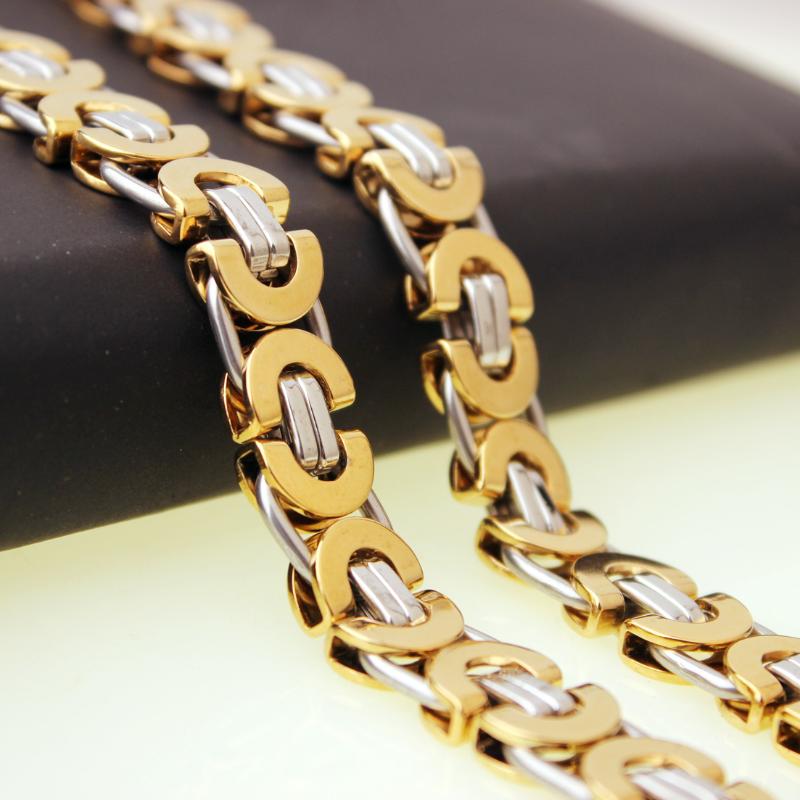Fashion Luxury Men Fashion Gold Chain Necklace Stainless Steel Byzantine Chains Street Hip Hop Jewelry 6811mm Wide