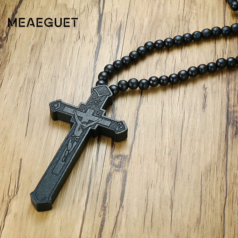 Meaeguet Large Wood Catholic Jesus Cross With Wooden Bead Carved Rosary Pendant Long Collier Statement Necklace Men Jewelry
Meaeguet Large Wood Catholic Jesus Cross With Wooden Bead Carved Rosary Pendant Long Collier Statement Necklace Men Jewelry