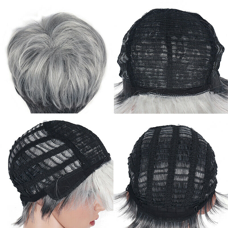 Women Fashion Natural Short Wig Synthetic Hair Full Wig with Bangs Xmas Cosplay