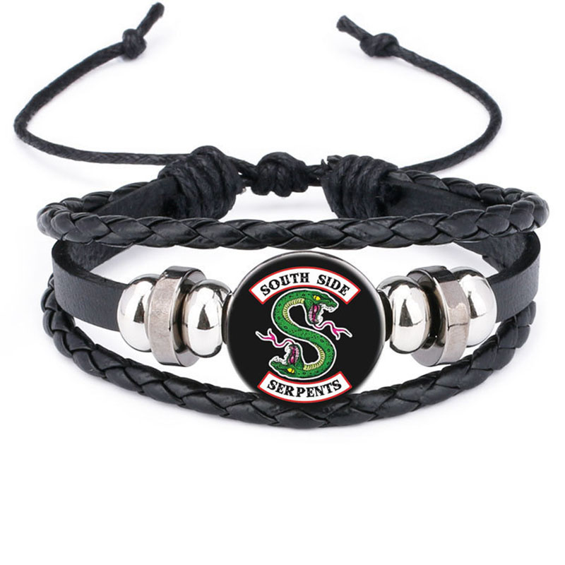 Charm Bracelets Riverdale Bracelet Men's Jewelry With Genuine Leather Multilayer Pattern Glass Cabochon Beaded Bangle
Charm Bracelets Riverdale Bracelet Men's Jewelry With Genuine Leather Multilayer Pattern Glass Cabochon Beaded Bangle