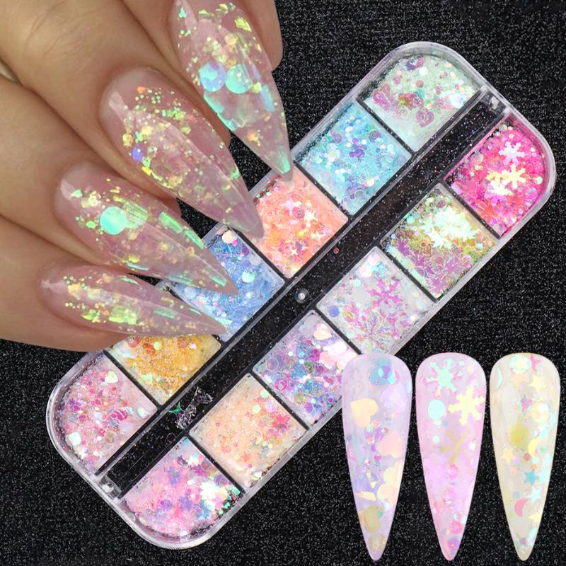 12 Grids Mermaid Symphony Nail Art Sequins Holographic AB Glitter Mix Star Round Heart Flakes Nail Art Polish Decor Tips JITS
12 Grids Mermaid Symphony Nail Art Sequins Holographic AB Glitter Mix Star Round Heart Flakes Nail Art Polish Decor Tips JITS