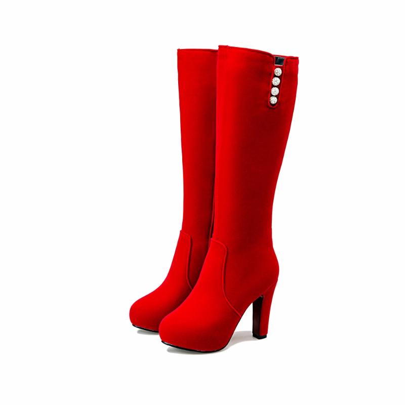 Women Winter Flock Short Plush Thick Warm High Heels Boots Casual Fashion Sweet Grace Big Size 43 Knee High Boots 161117, Black
Women Winter Flock Short Plush Thick Warm High Heels Boots Casual Fashion Sweet Grace Big Size 43 Knee High Boots 161117, Black