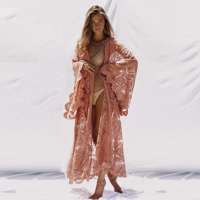 Flare Sleeve Sexy Lace Long Kimono Cardigan Beach Boho Shirts For Women Beach Holiday Cardigan Wrap Long Blouse Autumn Outwear, Pink
Flare Sleeve Sexy Lace Long Kimono Cardigan Beach Boho Shirts For Women Beach Holiday Cardigan Wrap Long Blouse Autumn Outwear, Pink