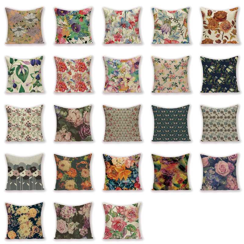 Vintage Decorative Cushion Cover Farmhouse Shabby Chic Pillow Case Flower Floral Pillows Home Decor Throw Cushions Covers Cases