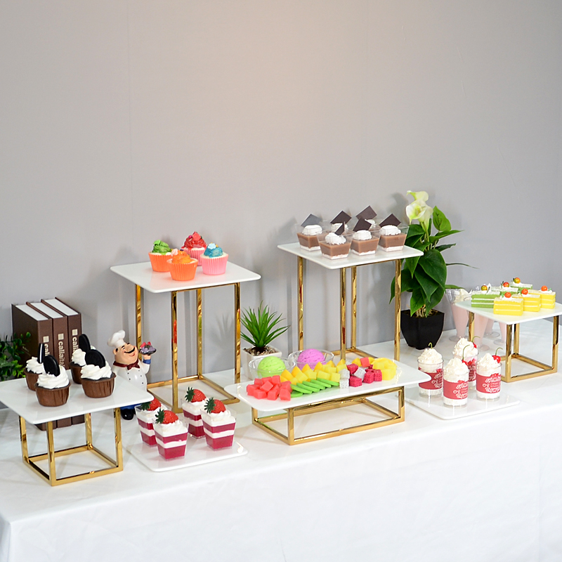 glossy gold Iron rack with acrylic holder for party dessert candy cookie cupcake holder wedding flowers cake stand buffet banquet decoration