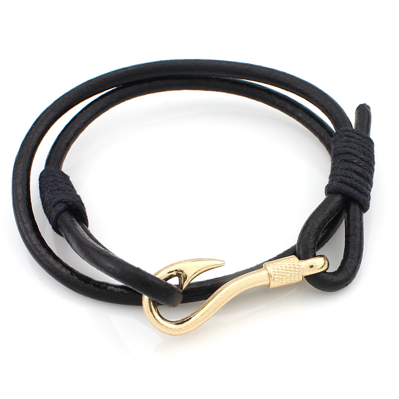 Fish Hook Leather Wrap Braided Bracelet Multi-Layer Handwork Punk Style Fish Clasp Bracelet for Men
Fish Hook Leather Wrap Braided Bracelet Multi-Layer Handwork Punk Style Fish Clasp Bracelet for Men