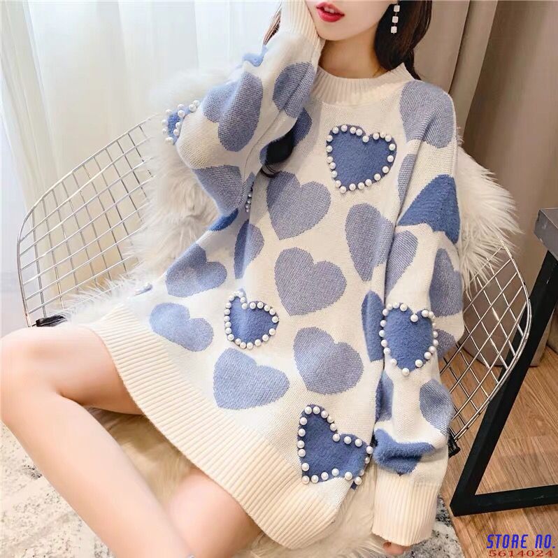 Faux Mink Cashmere Sweater 2020 Autumn Women Pullover Beaded Love Heart Jacquard Knitted Jumper Casual Pull Femme 55469, Blue
Faux Mink Cashmere Sweater 2020 Autumn Women Pullover Beaded Love Heart Jacquard Knitted Jumper Casual Pull Femme 55469, Blue