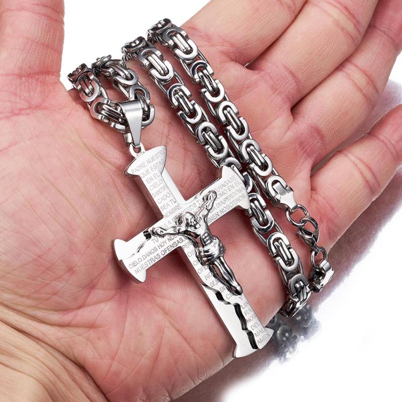 High Quality Stainless Steel 6mm Byzanine Chain Silver Color Cross Jesus Crucifix Pendant Necklace 18-40" Rock Jewelry Wholesale
High Quality Stainless Steel 6mm Byzanine Chain Silver Color Cross Jesus Crucifix Pendant Necklace 18-40" Rock Jewelry Wholesale