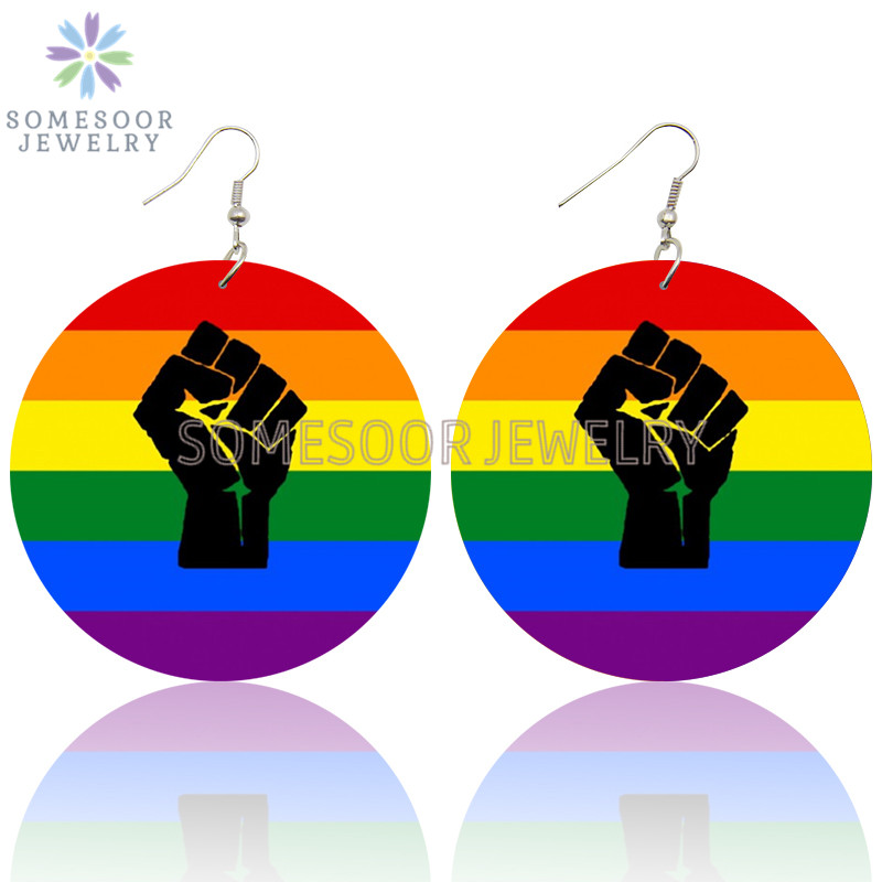 Dangle & Chandelier SOMESOOR Printed Rainbow Colors Powerful Fist Wooden Drop Earrings Black Lives Matter Symbol Design Ear Loops For Women
Dangle & Chandelier SOMESOOR Printed Rainbow Colors Powerful Fist Wooden Drop Earrings Black Lives Matter Symbol Design Ear Loops For Women