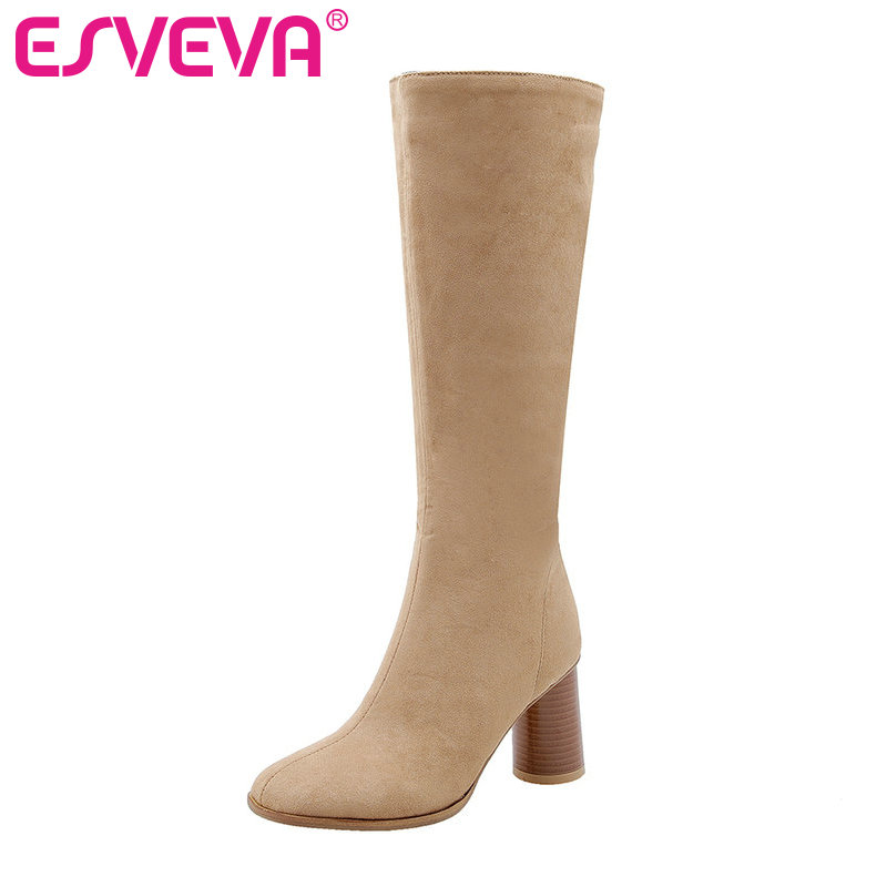 ESVEVA 2020 Shoes Women Knee-high Boots Square High Heel Winter Flock Boots Shoes Size 34-43 Winter Motorcycle, Black
ESVEVA 2020 Shoes Women Knee-high Boots Square High Heel Winter Flock Boots Shoes Size 34-43 Winter Motorcycle, Black