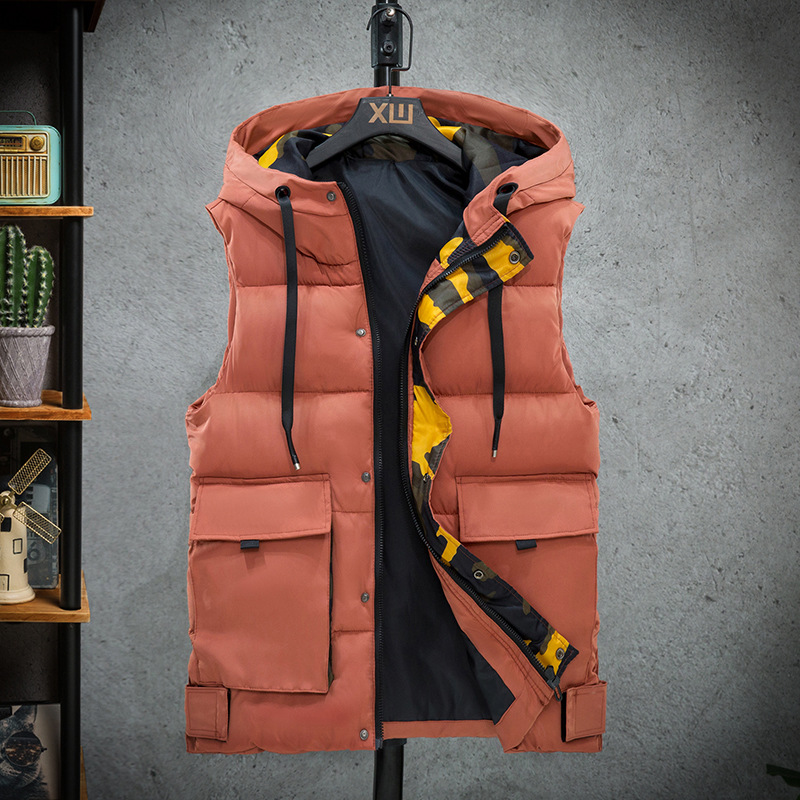 Cotton Vest Men Matching Down Cotton Waistcoat 2020 Autumn and Winter Hooded Multi-Pockets Tooling Cold Protective Jacket, Gray
Cotton Vest Men Matching Down Cotton Waistcoat 2020 Autumn and Winter Hooded Multi-Pockets Tooling Cold Protective Jacket, Gray