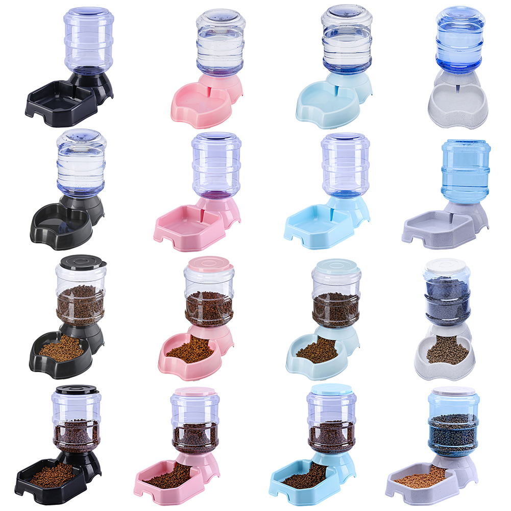 1Pc 3.8L Automatic Pet Feeder Dog Cat Drinking Bowl Large Capacity Water Food Holder Pet Supply Set Y200917