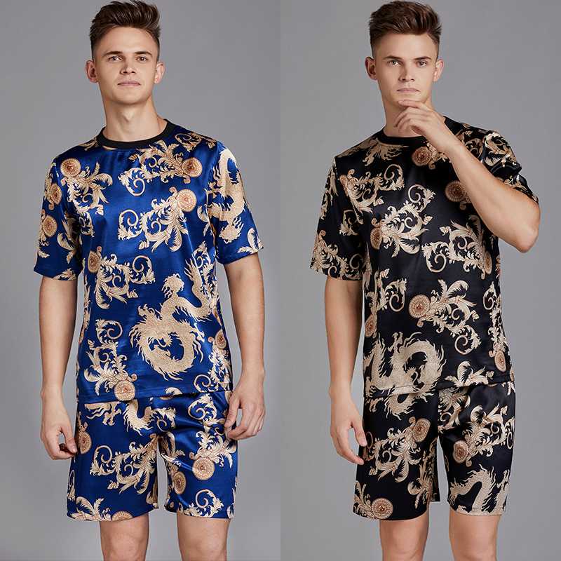 Men Silk Satin Pijama Set Short Sleeve Pajamas O Neck Pyjama Homme Fashion Sleepwear Set Top And Shorts For Summer
Men Silk Satin Pijama Set Short Sleeve Pajamas O Neck Pyjama Homme Fashion Sleepwear Set Top And Shorts For Summer
