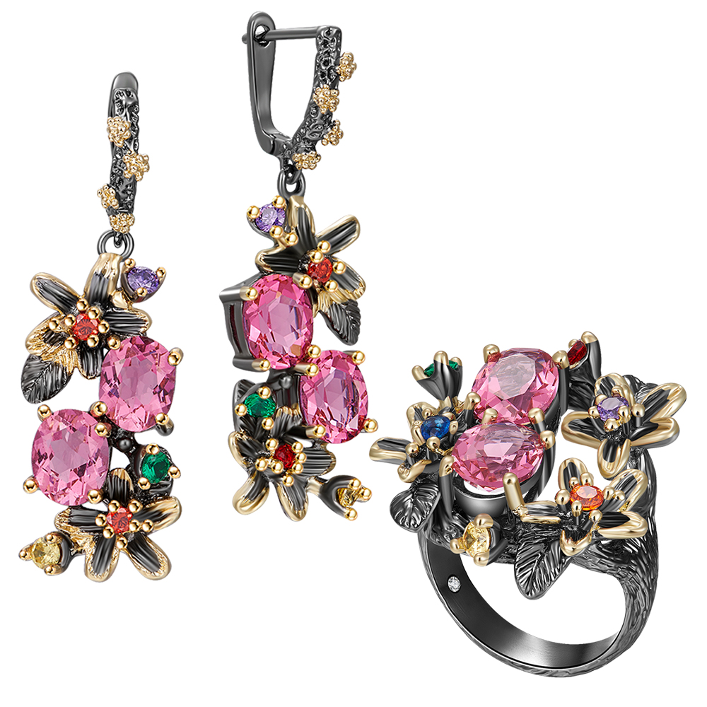 Beautiful Pink Red Crystal Earrings Ring Jewellery Set Flower Earrings Multi Zircon 2 Tone Brass 2pcs Jewelry Sets Wedding gifts
Beautiful Pink Red Crystal Earrings Ring Jewellery Set Flower Earrings Multi Zircon 2 Tone Brass 2pcs Jewelry Sets Wedding gifts