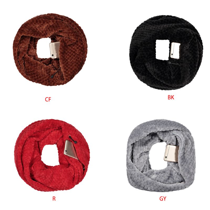 Womens Double Layer Coral Fleece Secret Hidden Zipper Pocket Infinity Loop Scarf Solid Color Cable Ribbed Knitted Winter
Womens Double Layer Coral Fleece Secret Hidden Zipper Pocket Infinity Loop Scarf Solid Color Cable Ribbed Knitted Winter