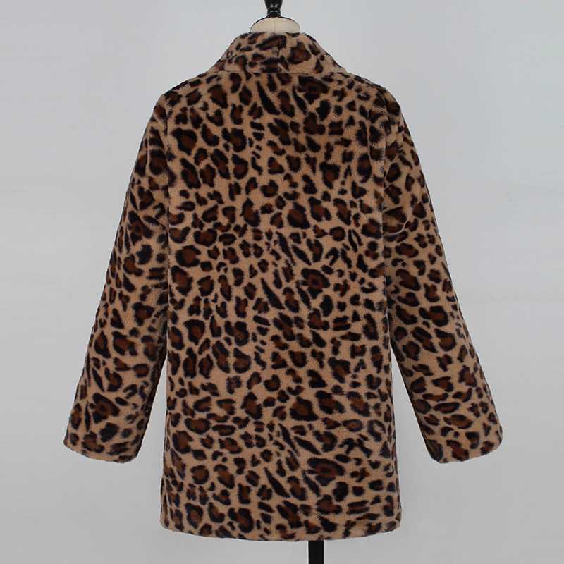 2020 Designer Faux Coat For Women Autumn Winter Warm Fashion Leopard Artificial Fur Women's Coats Casual Womens Jacket