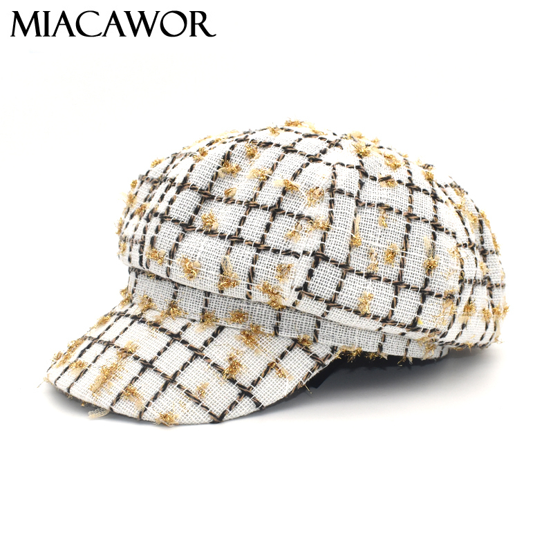 MIACAWOR Octagonal Hats Women Korean Plaid Beret Hat Girl Autumn Winter Casual Woman Hats Gorras Painter Hat Newsboy Caps C14, White
MIACAWOR Octagonal Hats Women Korean Plaid Beret Hat Girl Autumn Winter Casual Woman Hats Gorras Painter Hat Newsboy Caps C14, White
