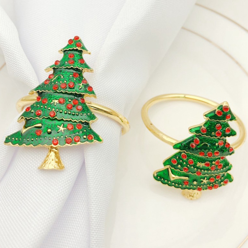 Christmas Napkin Rings - Set of 8 Napkin Holder Rings for Holiday Christmas Table Decoration Elk Buckle