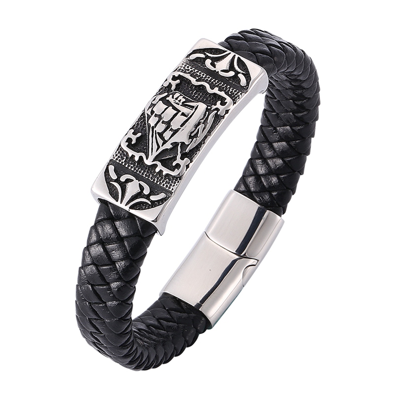 Trendy Jewelry Punk Bracelet Men Black Braided Leather Bracelet Stainless Steel Magnetic Buckle Fashion Bangles C807
Trendy Jewelry Punk Bracelet Men Black Braided Leather Bracelet Stainless Steel Magnetic Buckle Fashion Bangles C807