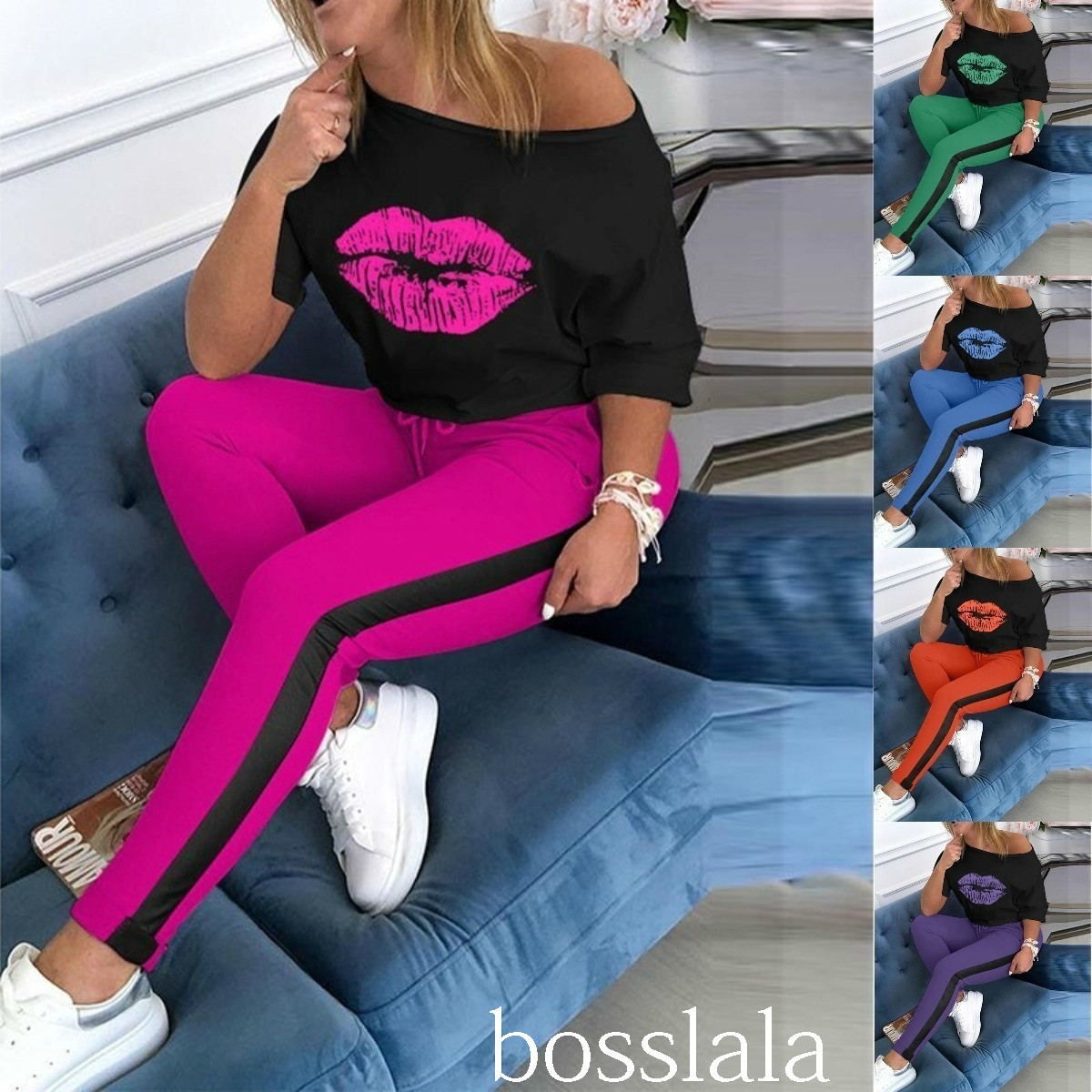 2020 Women Designer Tracksuit 2 Piece Set Autumn And Spring Casual Lip English Printed Round Neck Long Sleeve Trousers Sports Outfit, Purple
2020 Women Designer Tracksuit 2 Piece Set Autumn And Spring Casual Lip English Printed Round Neck Long Sleeve Trousers Sports Outfit, Purple