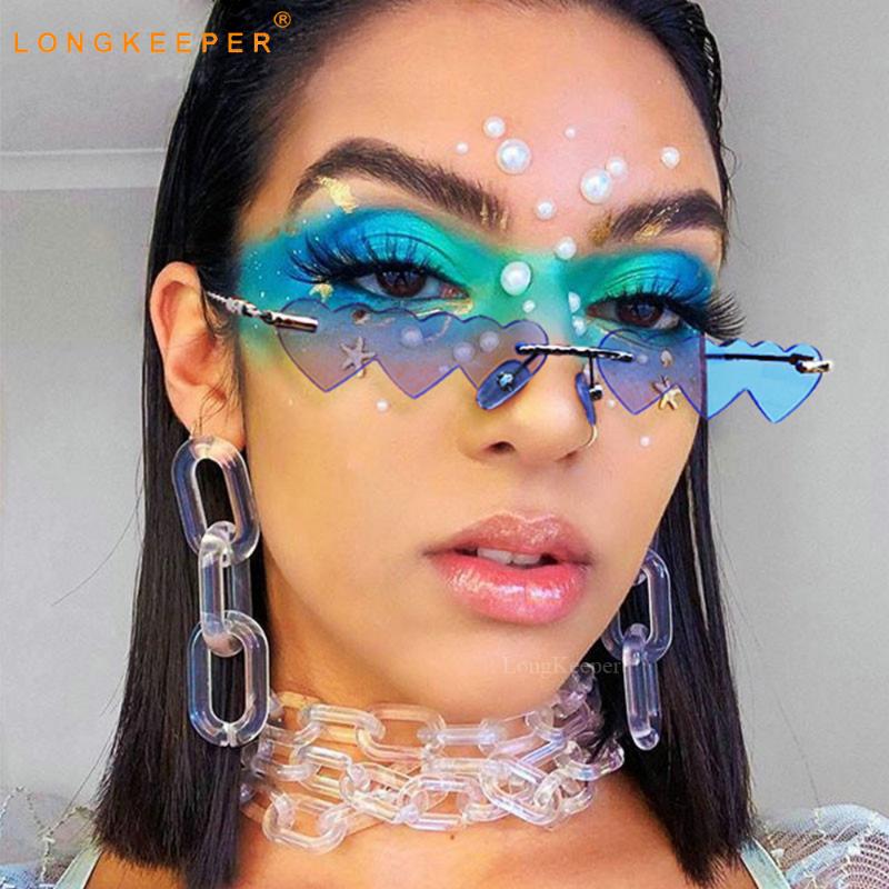 2020 Small Rimless Punk Sunglasses Women Luxury Fashion Red Pink Heart Unique Rectangle Sun Glasses For Female Vintage Lunette
2020 Small Rimless Punk Sunglasses Women Luxury Fashion Red Pink Heart Unique Rectangle Sun Glasses For Female Vintage Lunette