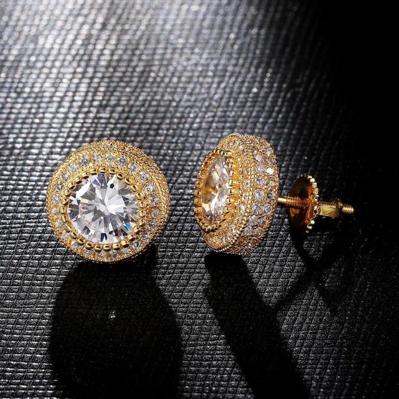 Iced Out Hip Hop Earrings With Bling Round Zircon Hip Hop Earrings For Men and Women Tide Jewelry for Rapper Gift
Iced Out Hip Hop Earrings With Bling Round Zircon Hip Hop Earrings For Men and Women Tide Jewelry for Rapper Gift