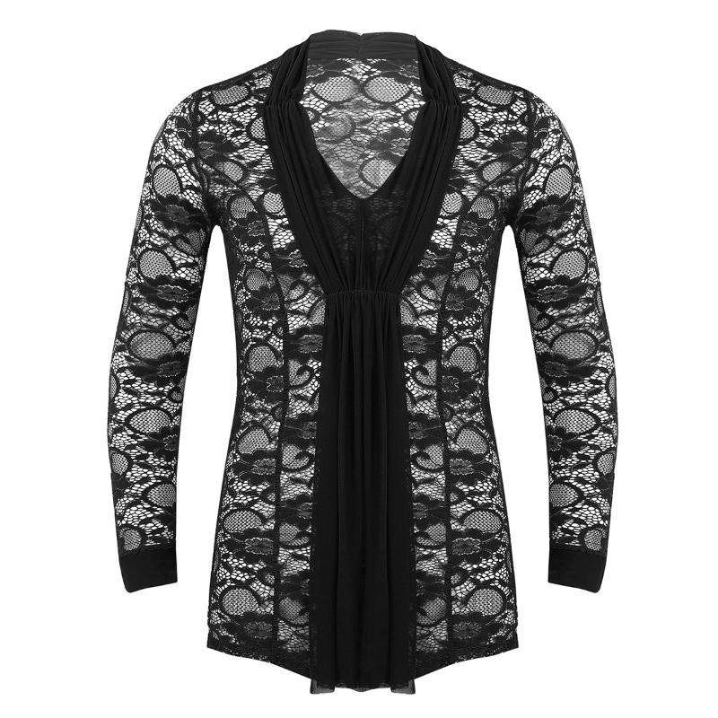 Men Long Sleeves Front Drape Sexy See Through Sheer Lace Latin Dance Costume Shirts Top Cha Cha Rumba Samba Practice Dancewear, Black
Men Long Sleeves Front Drape Sexy See Through Sheer Lace Latin Dance Costume Shirts Top Cha Cha Rumba Samba Practice Dancewear, Black