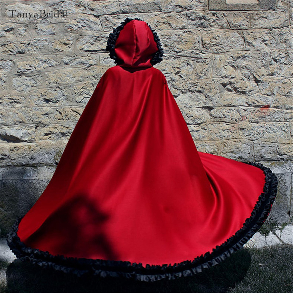 Christmas Red Cloaks Fsahionable Warm Winter Velvet Hood Capes Halloween Costumes For Women Men Cosplay Bridal Wraps Jacket