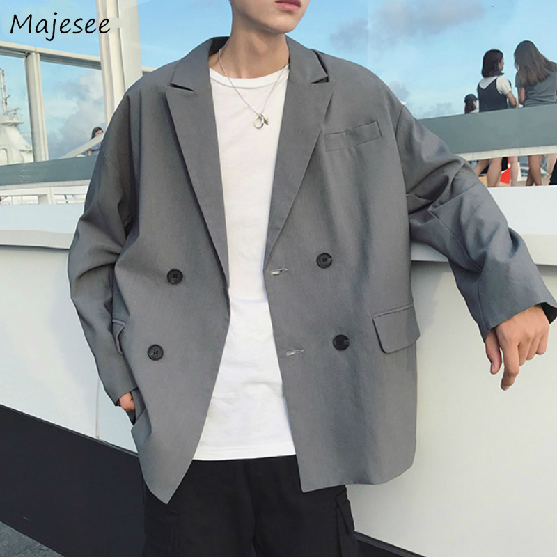 Blazers Men Summer Double Breasted Pockets All-match Leisure Loose Fashion Korean Style Literary Students Male Suits Streetwear, Black
Blazers Men Summer Double Breasted Pockets All-match Leisure Loose Fashion Korean Style Literary Students Male Suits Streetwear, Black